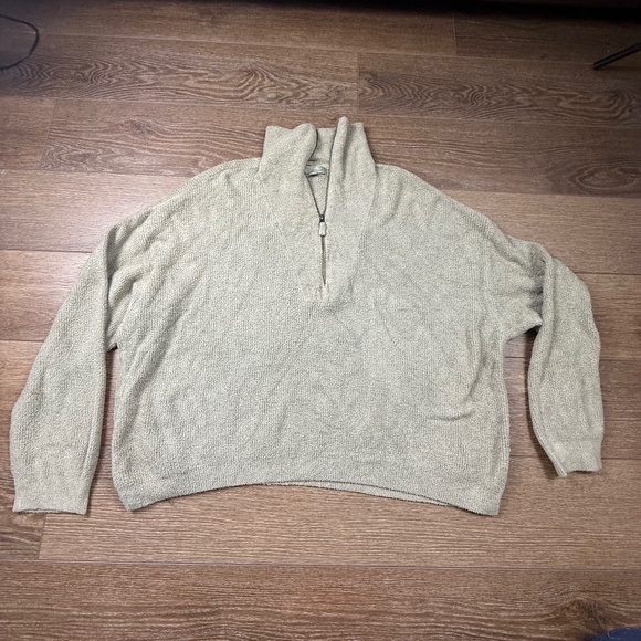 Barefoot Dreams CozyChic Lite Half Zip Pull-Over Sweater, Soft, 3X, Green, Cozy - Picture 1 of 11